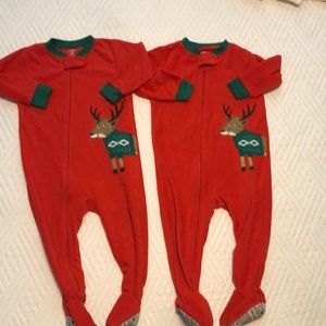 Twin Christmas reindeer sleeper pj pajamas x2